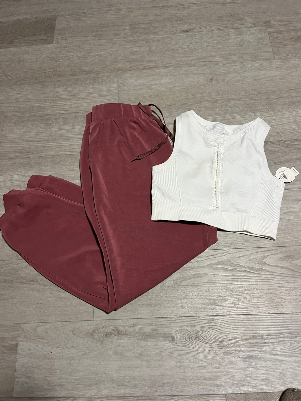 aerie Dusty Rose Drawstring top and lazy pants jogger